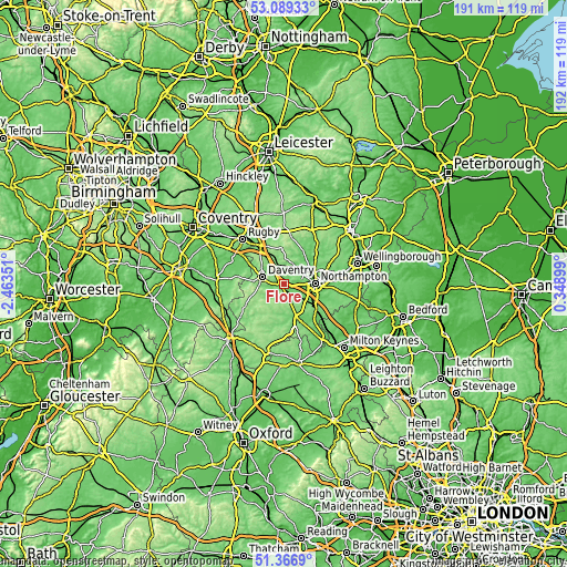 Topographic map of Flore