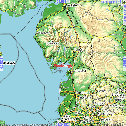 Topographic map of Flookburgh