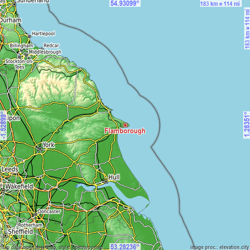 Topographic map of Flamborough