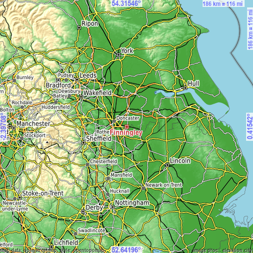 Topographic map of Finningley