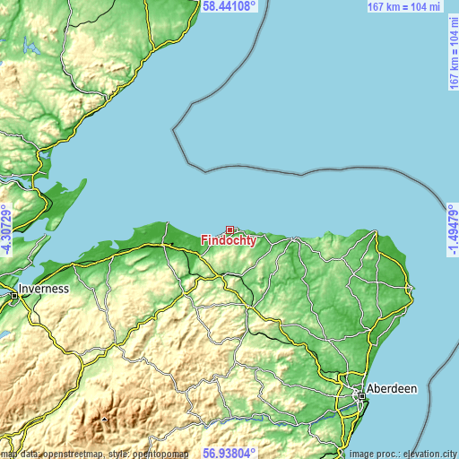 Topographic map of Findochty