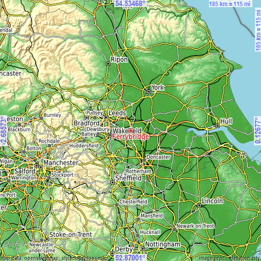 Topographic map of Ferrybridge
