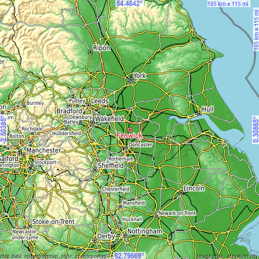 Topographic map of Fenwick