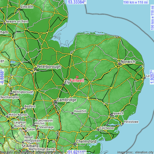 Topographic map of Feltwell