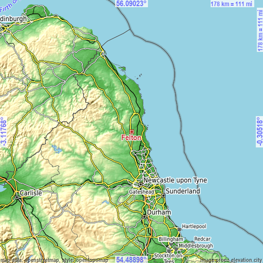 Topographic map of Felton