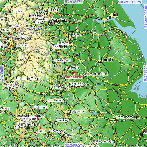 Topographic map of Farnsfield