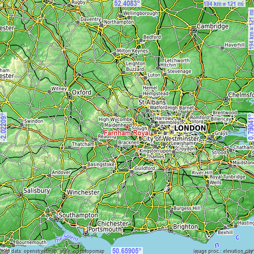 Topographic map of Farnham Royal