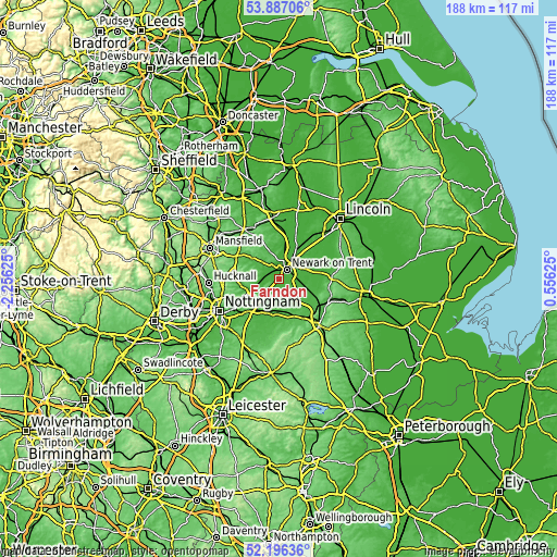 Topographic map of Farndon