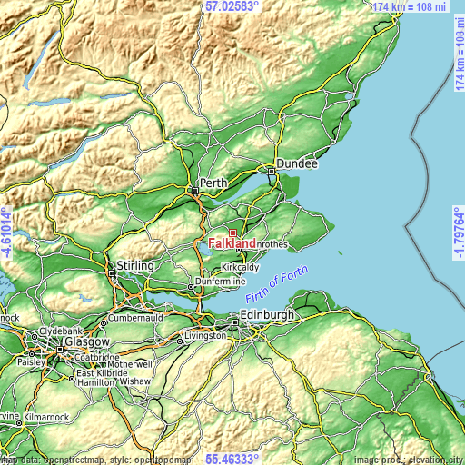 Topographic map of Falkland
