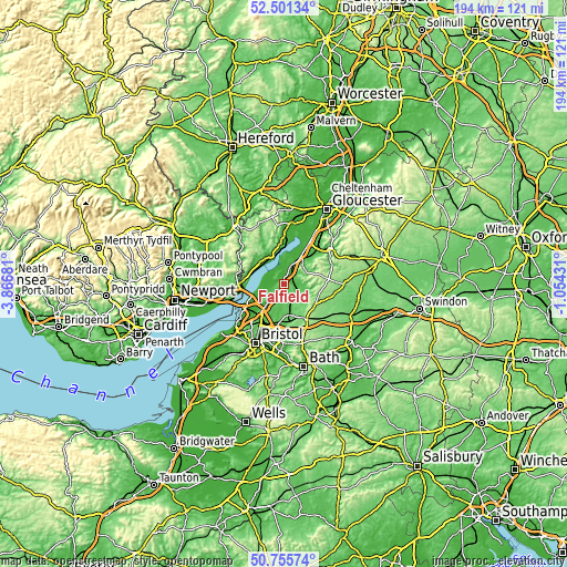 Topographic map of Falfield