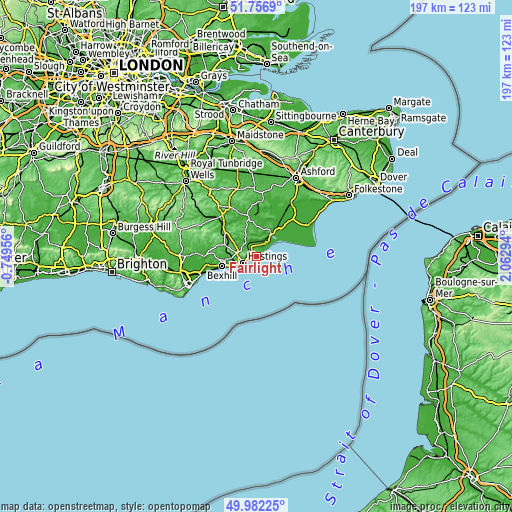 Topographic map of Fairlight