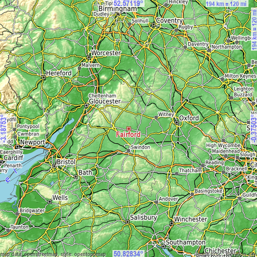 Topographic map of Fairford