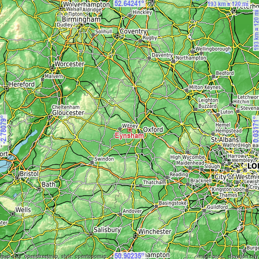 Topographic map of Eynsham