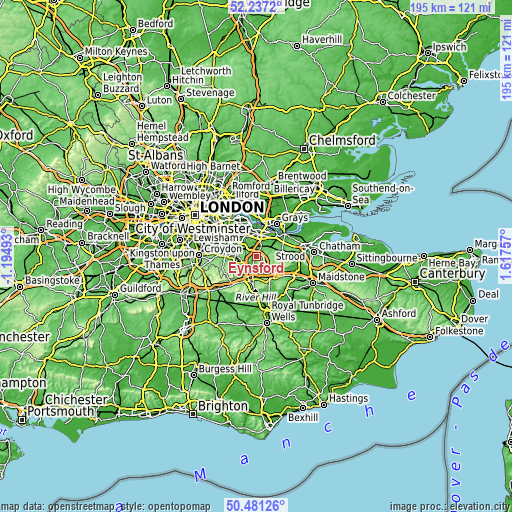 Topographic map of Eynsford
