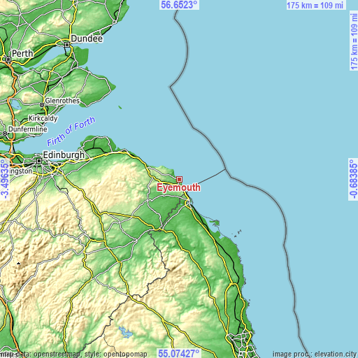 Topographic map of Eyemouth