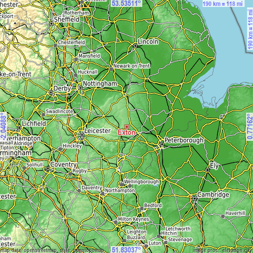 Topographic map of Exton