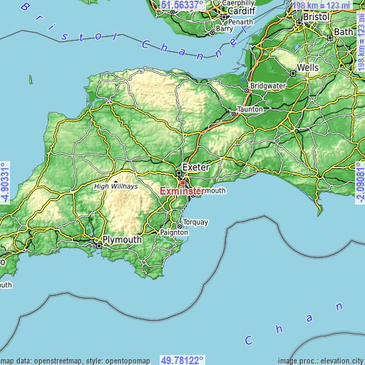 Topographic map of Exminster