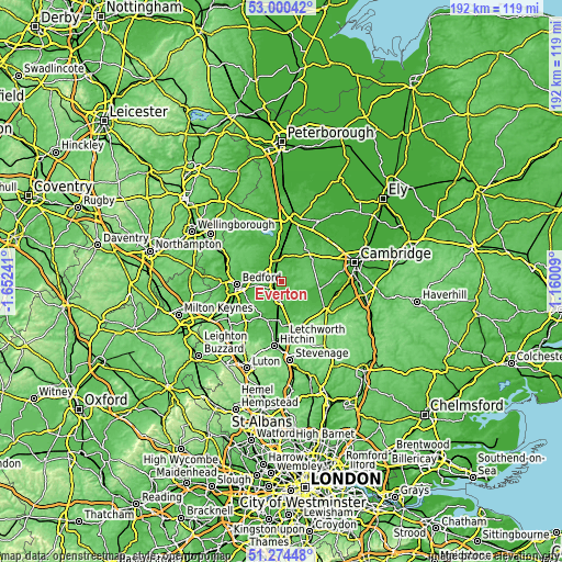 Topographic map of Everton