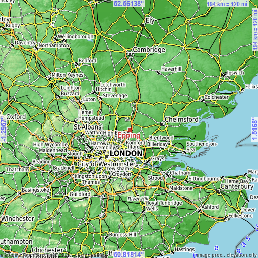 Topographic map of Epping