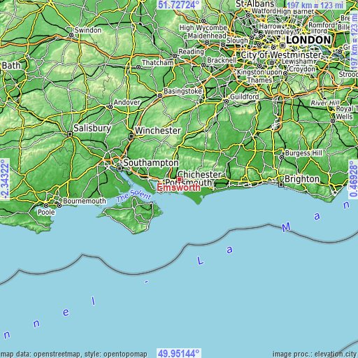 Topographic map of Emsworth