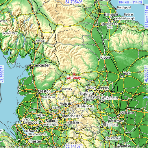 Topographic map of Embsay