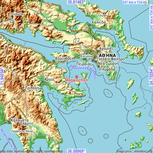 Topographic map of Megalochóri