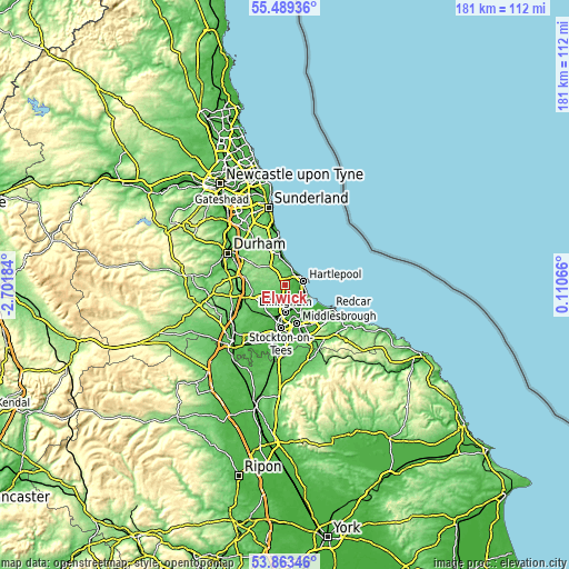 Topographic map of Elwick