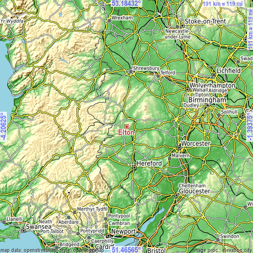 Topographic map of Elton