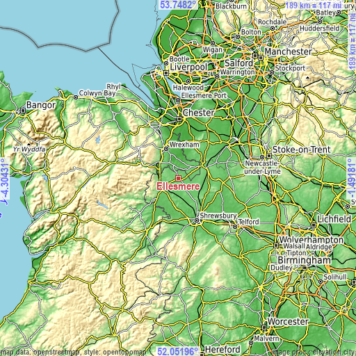 Topographic map of Ellesmere