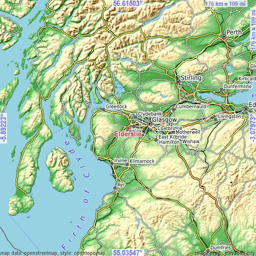 Topographic map of Elderslie