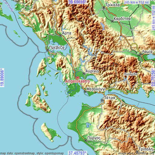 Topographic map of Angelókastro