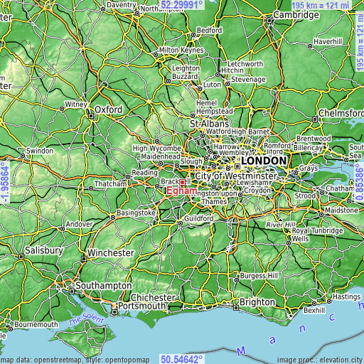 Topographic map of Egham