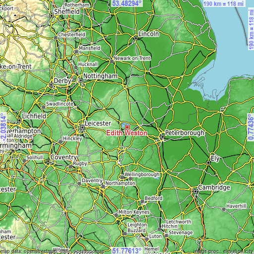 Topographic map of Edith Weston