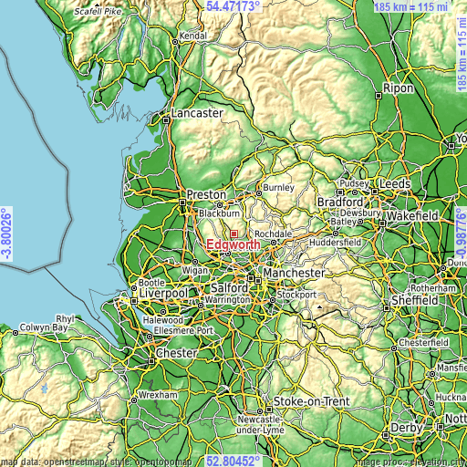 Topographic map of Edgworth