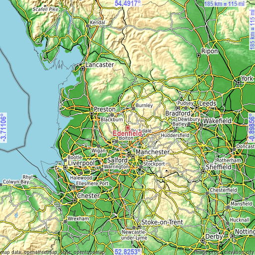Topographic map of Edenfield