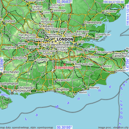 Topographic map of Edenbridge