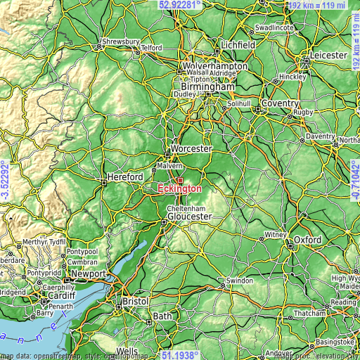 Topographic map of Eckington