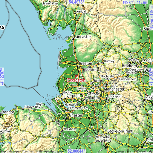 Topographic map of Eccleston