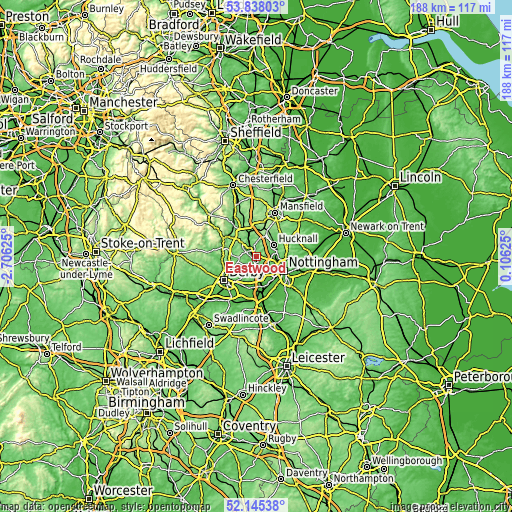 Topographic map of Eastwood