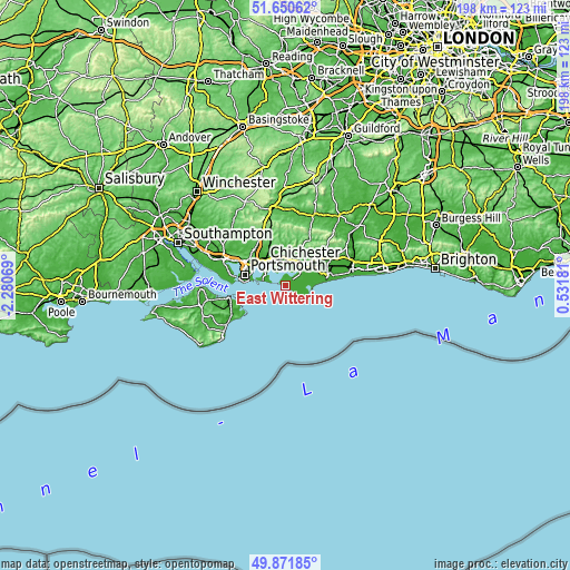 Topographic map of East Wittering