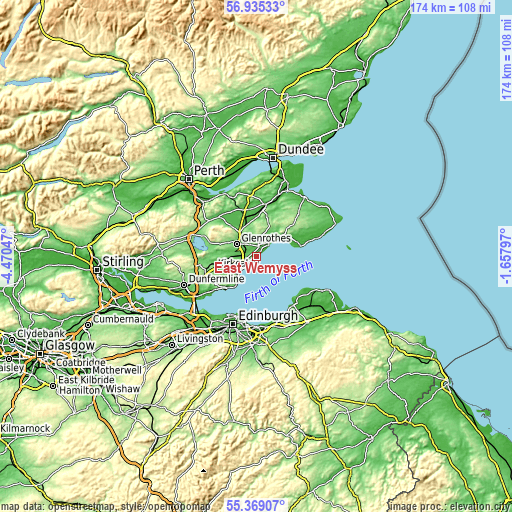 Topographic map of East Wemyss