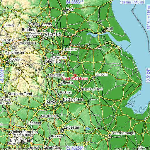 Topographic map of East Markham