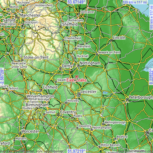 Topographic map of East Leake
