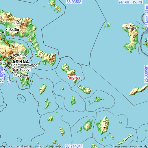 Topographic map of Andros