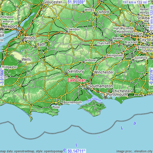 Topographic map of East Dean