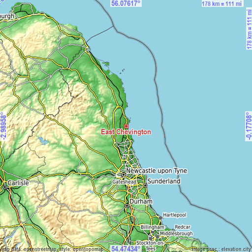 Topographic map of East Chevington