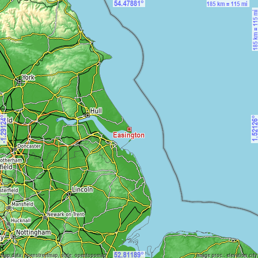 Topographic map of Easington