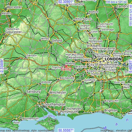 Topographic map of Earley