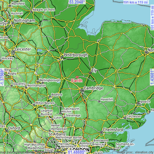 Topographic map of Earith