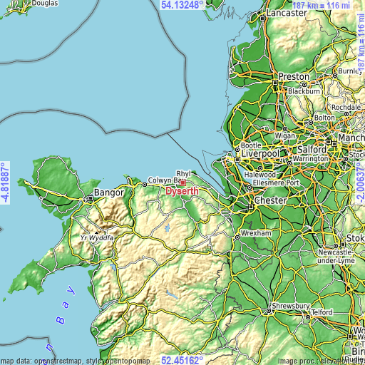 Topographic map of Dyserth